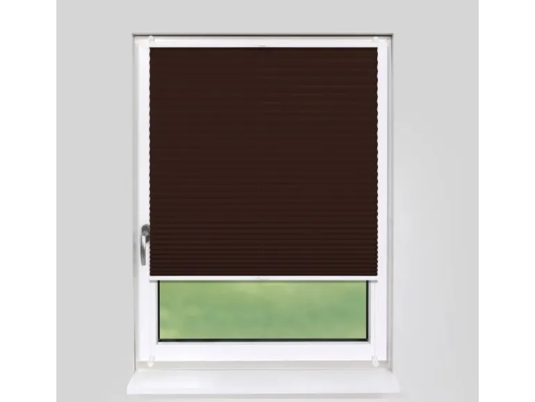 Deco-Raum Plissee Basic ohne Bohren 75x150cm Dunkelbraun Blickdicht Klemmfix