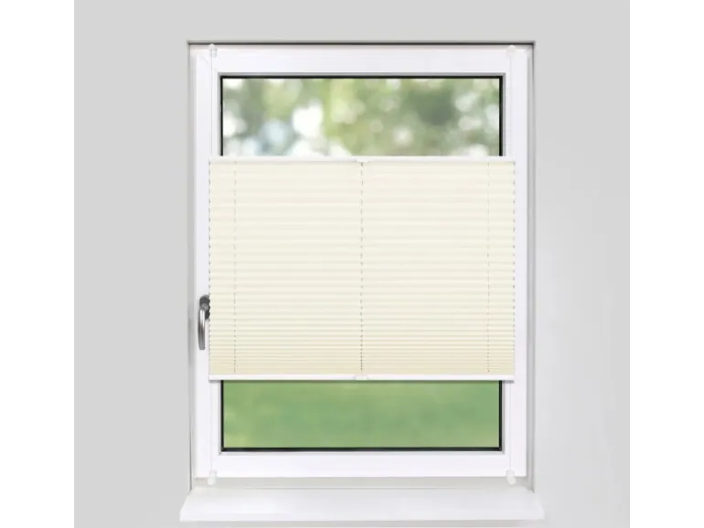 Deco-Raum Plissee Basic ohne Bohren 80x210cm Vanille Blickdicht Klemmfix