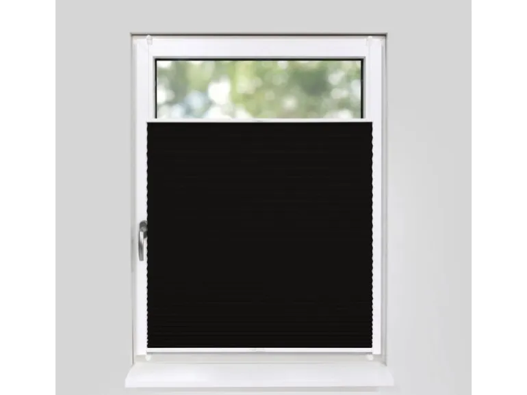 Deco-Raum Plissee Basic ohne Bohren 40x150cm Schwarz Blickdicht Klemmfix