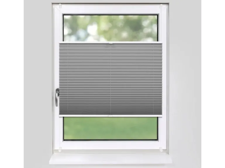 Deco-Raum Plissee Basic ohne Bohren 95x150cm Grau Blickdicht Klemmfix