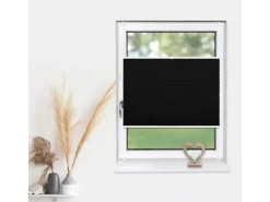 Deco-Raum Plissee Basic ohne Bohren 75x150cm Schwarz Blickdicht Klemmfix