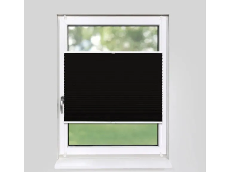 Deco-Raum Plissee Basic ohne Bohren 75x150cm Schwarz Blickdicht Klemmfix