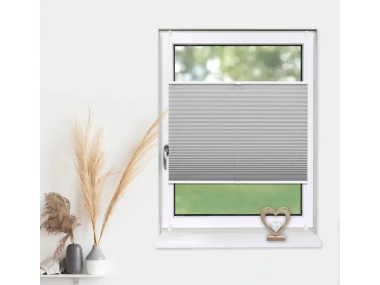 Deco-Raum Plissee Basic ohne Bohren 40x150cm Silber Blickdicht Klemmfix