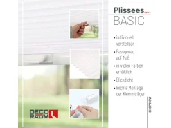 Deco-Raum Plissee Basic ohne Bohren 40x150cm Weiß Blickdicht Klemmfix