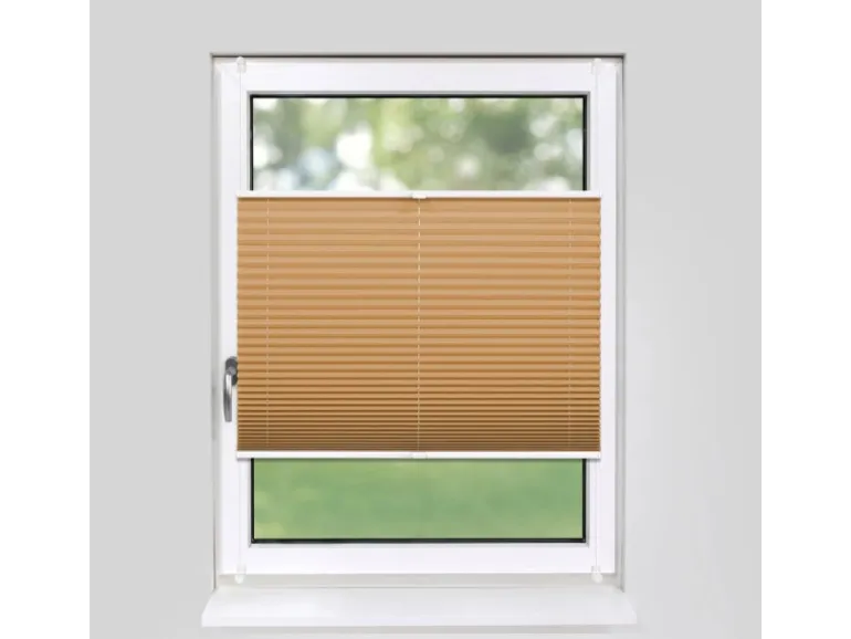 Deco-Raum Plissee Basic ohne Bohren 90x150cm Cappuccino Blickdicht Klemmfix