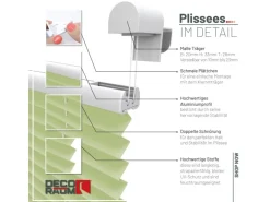 Deco-Raum Plissee Basic ohne Bohren 40x150cm Hellgrün Blickdicht Klemmfix
