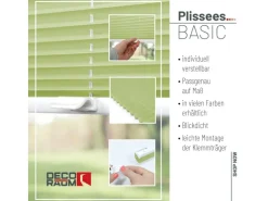 Deco-Raum Plissee Basic ohne Bohren 40x150cm Hellgrün Blickdicht Klemmfix