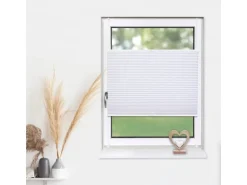 Deco-Raum Plissee Basic ohne Bohren 90x150cm Weiß Blickdicht Klemmfix