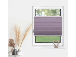 Deco-Raum Plissee Basic ohne Bohren 85x210cm Flieder Blickdicht Klemmfix
