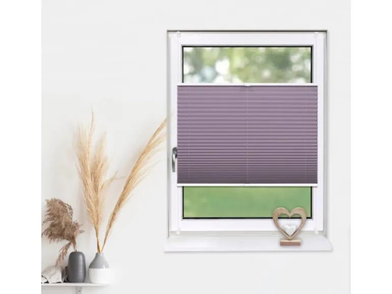 Deco-Raum Plissee Basic ohne Bohren 85x210cm Flieder Blickdicht Klemmfix