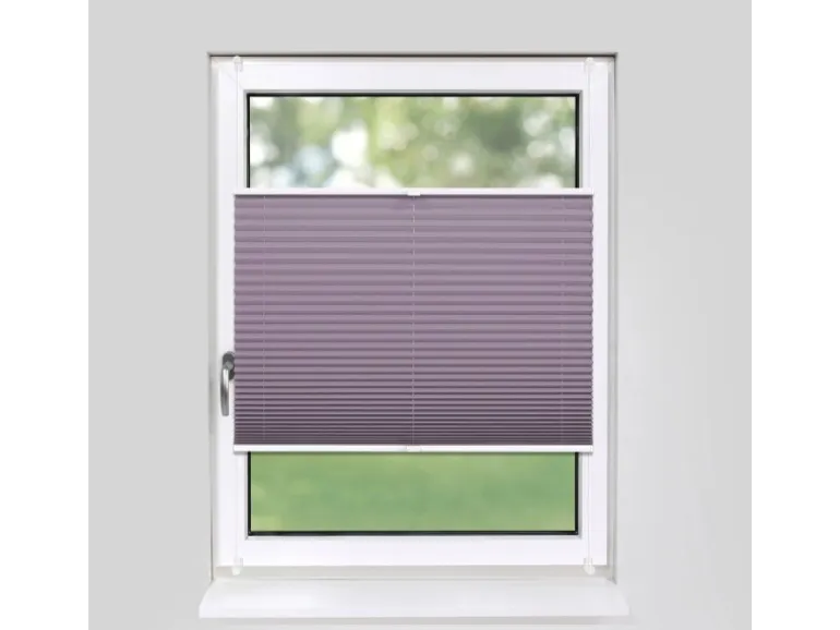Deco-Raum Plissee Basic ohne Bohren 85x210cm Flieder Blickdicht Klemmfix