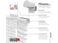 Deco-Raum Plissee Basic ohne Bohren 65x150cm Weiß Blickdicht Klemmfix