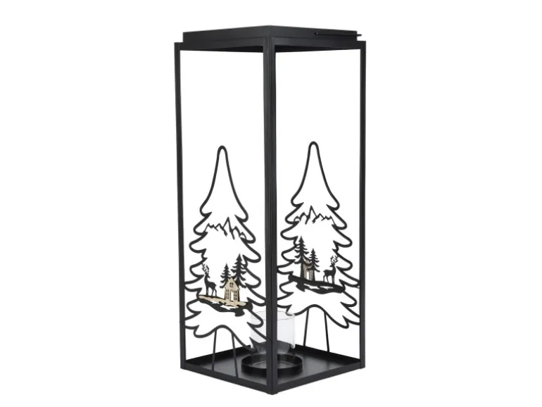 Decoris Laterne 27,5 cm x 27,5 cm x 70 cm Schwarz