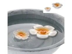 Deko-Blüte Schwimmend Porzellan 3,5 cm Weiß/Gelb