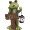 Deko-Figur Frosch mit Laterne und Schild 40,5 cm