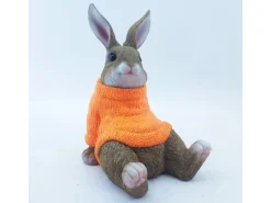 Dekofigur Hase mit Pulli 22 cm Orange