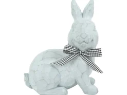 Dekofigur Sitzender Hase Polyresin Grau 17,5 x 11 x 21 cm