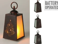 Deko-Laterne Flamme mit LED 3-fach Sortiert 10 cm x 10 cm x 19,5 cm Schwarz