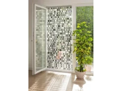 Dekorationsvorhang Tube Schwarz-Grau-Beige 90 cm x 200 cm