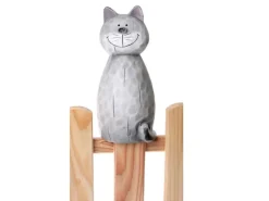 Deko-Zaunfigur Katze Terracotta 22 cm Creme-Grau