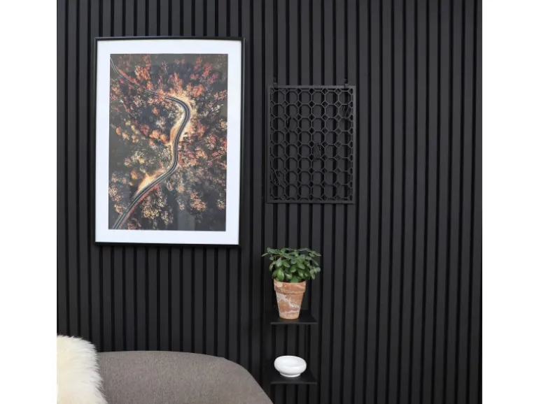 Denpanels Doppelregal für Akustikpaneel inkl. Schrauben 15 cm x 16,3 cm Schwarz