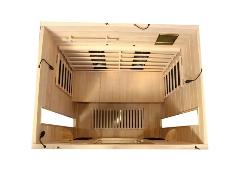 Dewello Infrarotkabine Sauna Pierson 135cm x 105cm 2 Personen Vollspektrum & Karbonstrahler Hemlock Tannenholz