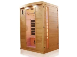 Dewello Infrarotkabine Sauna Pierson 135cm x 105cm 2 Personen Vollspektrum & Karbonstrahler Hemlock Tannenholz