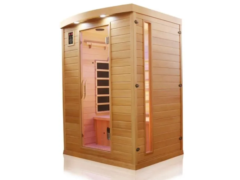 Dewello Infrarotkabine Sauna Pierson 135cm x 105cm 2 Personen Vollspektrum & Karbonstrahler Hemlock Tannenholz