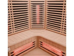 Dewello Infrarotkabine Sauna Kenora 140cm x 140cm 3 Personen Vollspektrum & Karbonstrahler Hemlock