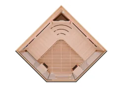 Dewello Infrarotkabine Sauna Kenora 140cm x 140cm 3 Personen Vollspektrum & Karbonstrahler Hemlock