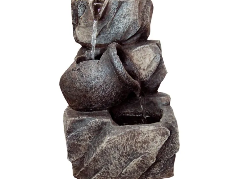 Dobar Design-Zimmerbrunnen Polyresin in Felsen-Optik Grau