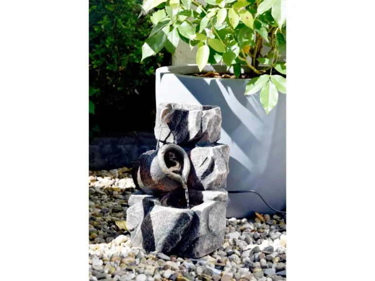 Dobar Design-Zimmerbrunnen Polyresin in Felsen-Optik Grau