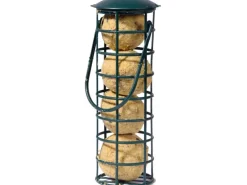 Dobar Futterspender mit 4 Meisenknödeln für Wildvögel 7 cm x 7 cm x 20 cm Grün