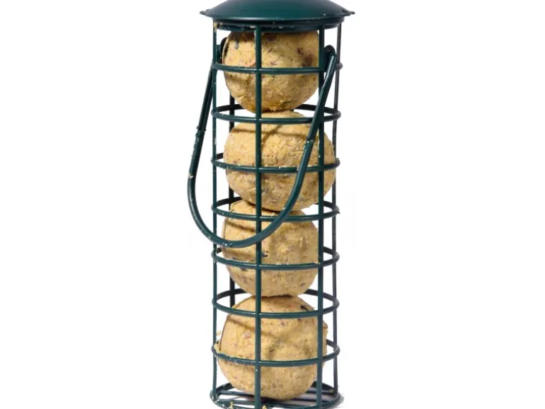 Dobar Futterspender mit 4 Meisenknödeln für Wildvögel 7 cm x 7 cm x 20 cm Grün