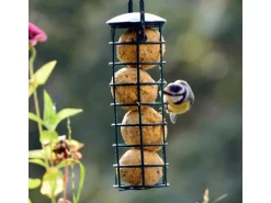 Dobar Futterspender mit 4 Meisenknödeln für Wildvögel 7 cm x 7 cm x 20 cm Grün