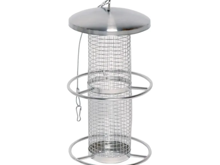 Dobar Futterspender mit Gitterröhre 14 cm x 14 cm x 26 cm Silber
