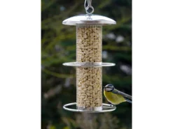 Dobar Futterspender mit Gitterröhre 14 cm x 14 cm x 26 cm Silber
