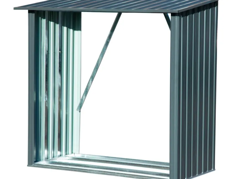 Dobar Kaminholzregal Madera Metall Grau 163 cm x 83 cm x 154 cm