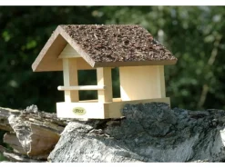 Dobar Kleines Vogelfutterhaus mit Rindendach 20 cm x 22,5 cm x 18 cm Kiefer