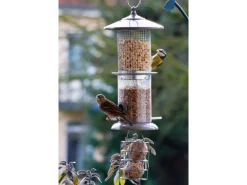 Dobar Metall-Multifunktions-Futtersäule für Vögel 16 cm x 16 cm x 50 cm Weiß