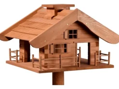 Dobar Vogelfutterhaus Almhütte mit Futtersilo 66 cm x 66 cm x 136,5 cm Braun