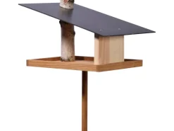 Dobar Vogelfutterhaus Futura mit Futterstation für Wildvögel 24 cm x 22 cm Holz