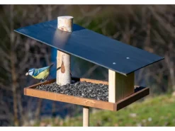 Dobar Vogelfutterhaus Futura mit Futterstation für Wildvögel 24 cm x 22 cm Holz