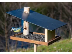 Dobar Vogelfutterhaus Futura mit Futterstation für Wildvögel 24 cm x 22 cm Holz