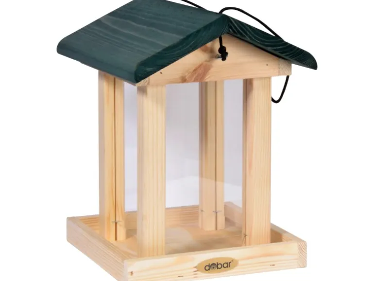 Dobar Vogelfutterstation mit Acrylglas-Futtersilo 22 x 25 x 28 cm Grün FSC®