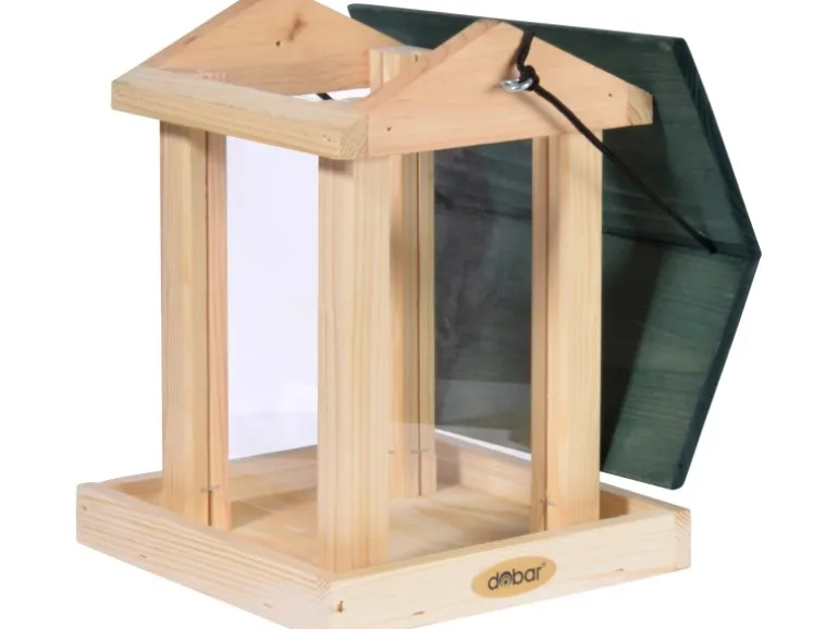 Dobar Vogelfutterstation mit Acrylglas-Futtersilo 22 x 25 x 28 cm Grün FSC®