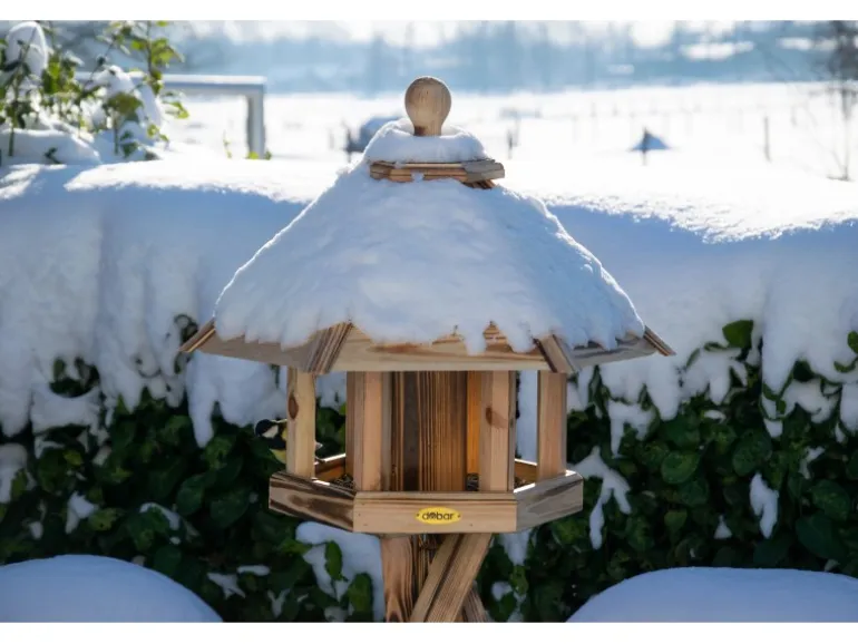 Dobar Vogelhaus "Brillo" mit Futtersilo, 45 x 45 x 47 cm Kiefer geflammt FSC®