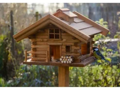 Dobar Vogelhaus Tirol im Berghütten-Design 37 x 37 x 117 cm Braun FSC®