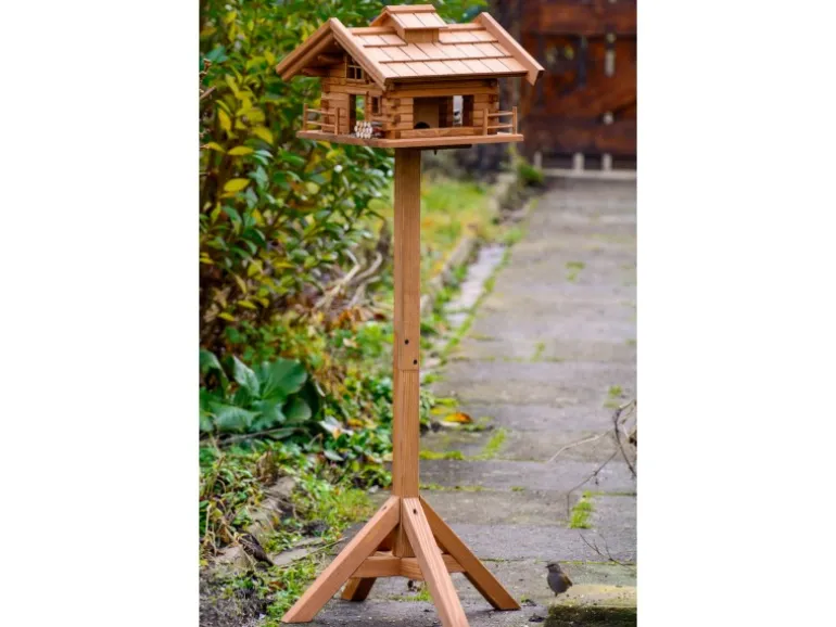 Dobar Vogelhaus Tirol im Berghütten-Design 37 x 37 x 117 cm Braun FSC®