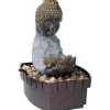 Dobar Zimmerbrunnen Buddha Lotusblüte in Steinoptik mit Deko-Steinen